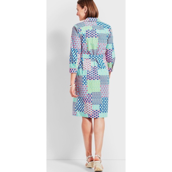 Talbots Island Patchwork Belted Shirt Dress - Picture 4 of 16